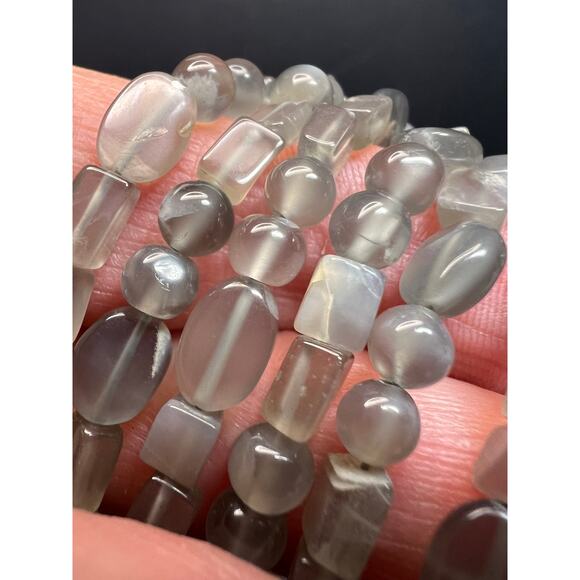 NEW Nate & Etan grey moonstone triple strand necklace with sterling silver clasp - Picture 8 of 12